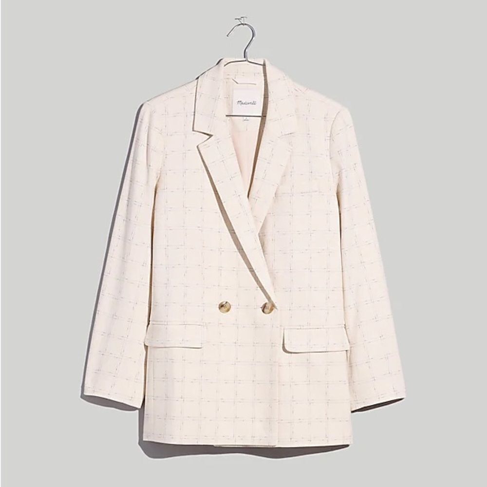 NWT! ✨ MADEWELL — Caldwell Double-Breasted Blazer in Ghent Plaid Large
